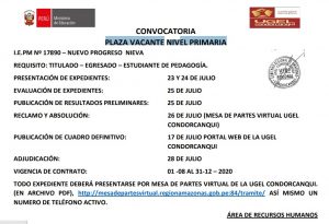Convocaroria nivel primaria